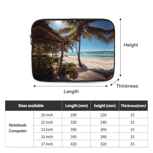 Laptop Sleeve Case 10 inch, Shockproof Protective Laptop Cover Beach Palm Trees Briefcase Portable Carrying Computer Bag — view 4