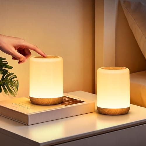 CAKLIK Night Light 2-Pack, LED Dimmable Touch Bedside Lamp with 256 RGB