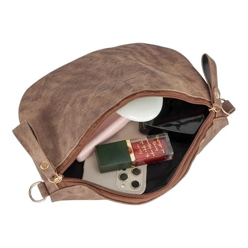 Meliyya Vintage Bumbag Faux Leather Waist Bag for Men Women Travel Festivals Running, Brown — view 4