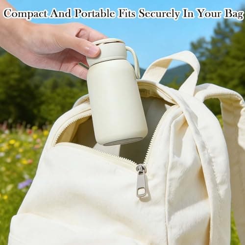 YiZhou Small Flask 300ml(10oz) | Insulated Travel Mug | Mini Flask for Hot Drinks | Leakproof & Portable Pocket Cup for Commutes, Office, Travel, Keeps 6 Hours Hot/Cold (White) — view 5