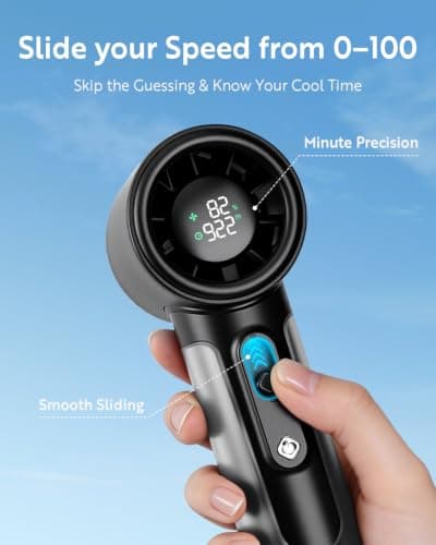 CHEERAIR Handheld Portable Fan, Adjustable Speed Powerful Mini Personal Fan, Rechargeable 5000mAh Battery Up to 18 Hours Runtime, Pocket Turbo Fan with Smart LED Display for Travel, Office, Outdoor — view 3