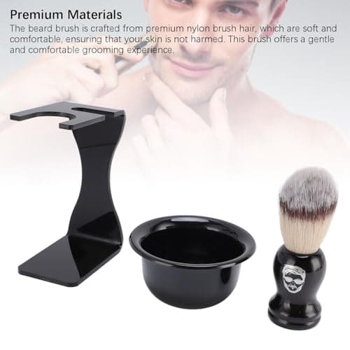 Men Shaving Brush with Bowl Set Portable Travel Shaving Kit with Nylon Brush Hair Compact Design for Grooming and Facial Care — view 6