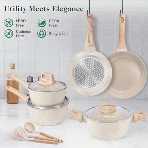 M MELENTA Pots and Pans Set Non Stick, Induction Hob Pan Set, Saucepan Set — view 5