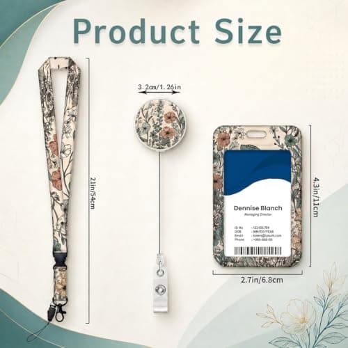 Detachable Luggage Tag & Badge Holder with Lanyard, Convertible Travel Suitcase Identifier and Retractable ID Card Reel for Women Men, Office, Nurse, Gift — view 2