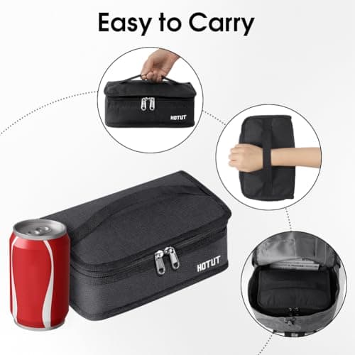 HOTUT Lunch Insulated Bag Small with Handle, Tote Cool Reusable, Portable Thermal Cooler Box for Men Women Kids, Thermal Lunch Tote Bags for Work School Packed Sandwich — view 5