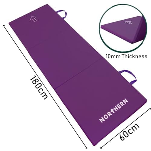 NORTHERN Yoga Mat Exercise Fitness, Tri-Fold Foam Mat, Extra Thick Non-Slip Large Padded Stretching Home Gym Equipment Accessory, 3-Folding Multi-Purpose Workout Mat with Carrying Handle — view 4