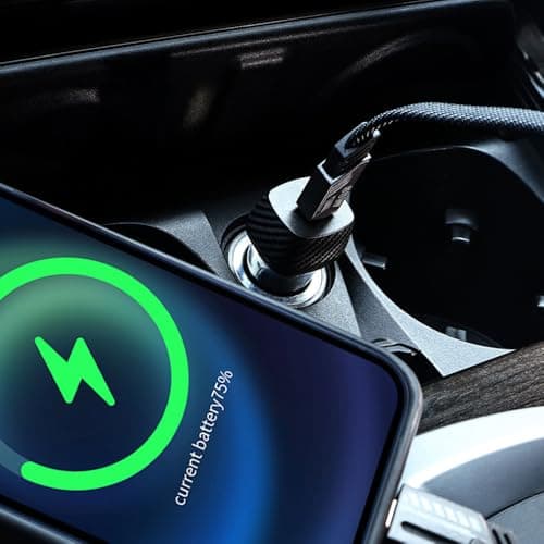 WYE 30W Single USB-C Fast Car Charger Plug Adapter, PD 30W Power Delivery Cigarette Lighter Charger with Carbon Fiber Finish & PPS Fast Charging for iPhone 16 15 14 Pro Max, Samsung - Black — view 6