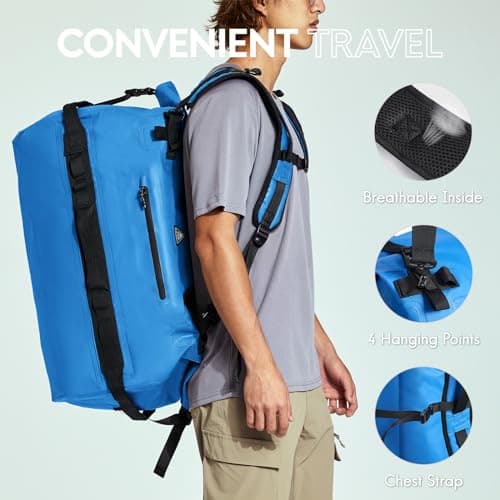 Haimont IPX7 Waterproof Roll-Top Dry Duffel Backpack, Blue, 60L — view 5