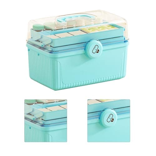 Fockety 3 Layers Large Capacity Lightweight Shockproof First Aid Kit for Home Emergencies (Sky Blue) — view 5