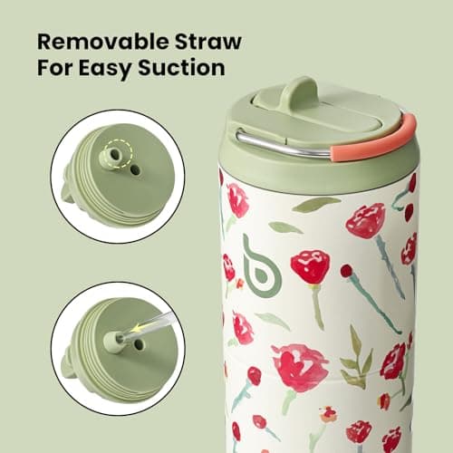 Bottle Bottle Stainless Steel Water Bottle 700ml with Straw and Lid Sports Insulated Metal Water Bottles with Handle(Rose red) — view 4