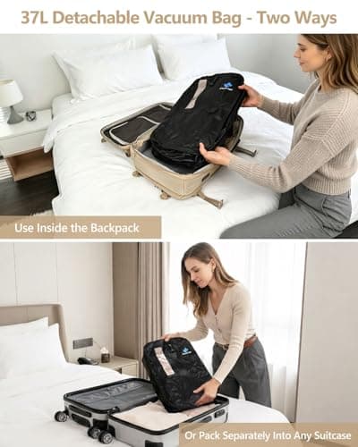 Zurligi Vacuum Travel Backpack with Pump, 40-70L Expandable — view 5