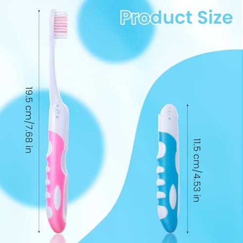 2Pcs Folding Toothbrush, Portable, Soft Travel Size, Hiking, Camping, Travel Set — view 2