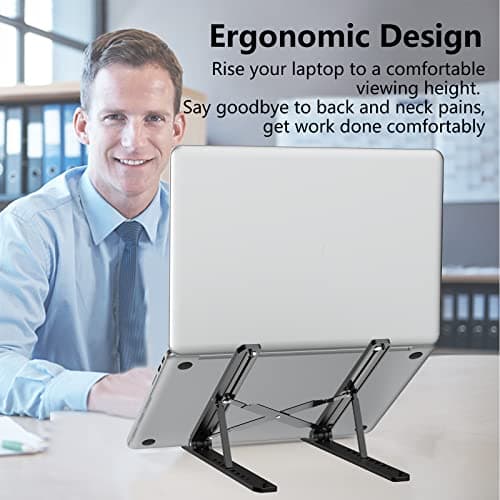 Tonmom Laptop Stand for Desk, Adjustable Laptop Riser-Black — view 2