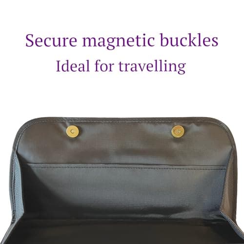 Hair Straightener Flat Iron Leather Pouch by j&m - Stylish Travel Storage Bag - Fits ghd, BaByliss, L’Oréal & Large Appliances - Magnetic Closure (Black) — view 4