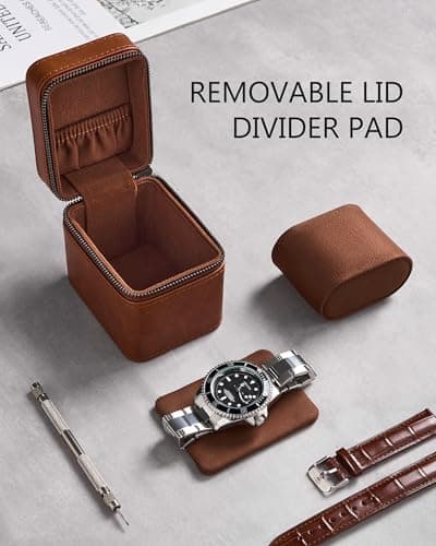ProCase Single Watch Travel Case for Men, Portable Watch Holder -Brown — view 4