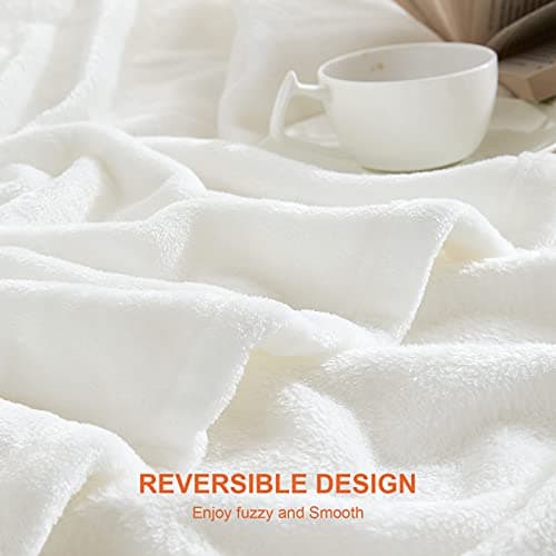 EHEYCIGA Single Fleece Throw Blanket for Sofa 130x165cm, White — view 4