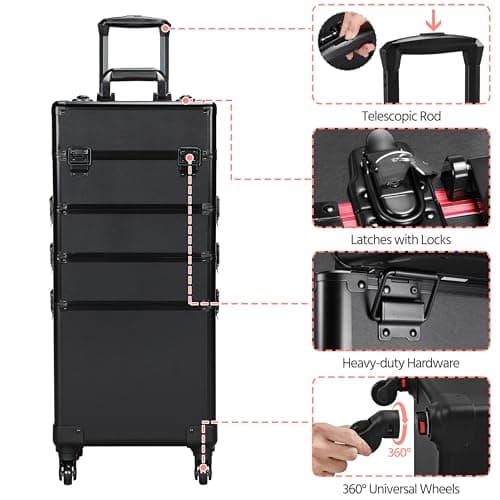 Yaheetech 4-in-1 Makeup Trolley with Lockable Compartments, Black — view 5
