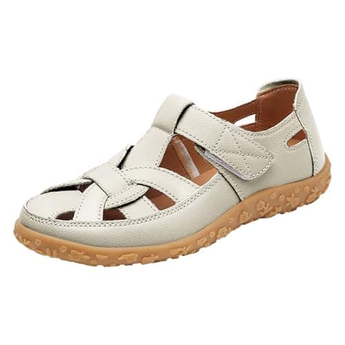 Flat Sandals for Women Extra Wide, Closed Toe Sandals for Women, Gold