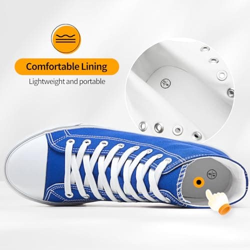 ZGR Men's High Top Canvas Sneakers Lace Up Classic Casual Walking Shoes, Blue, 12 — view 5