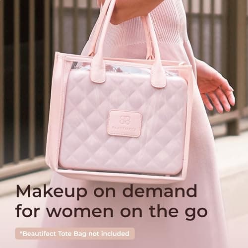 Beautifect Box Rose Gold - Large Makeup Bag with LED Light Up Mirror - Quilted Metallic Vanity Case Travel Cosmetics Bag for Women - Toiletry & Make Up Organiser with Compartments & Brush Holders — view 4