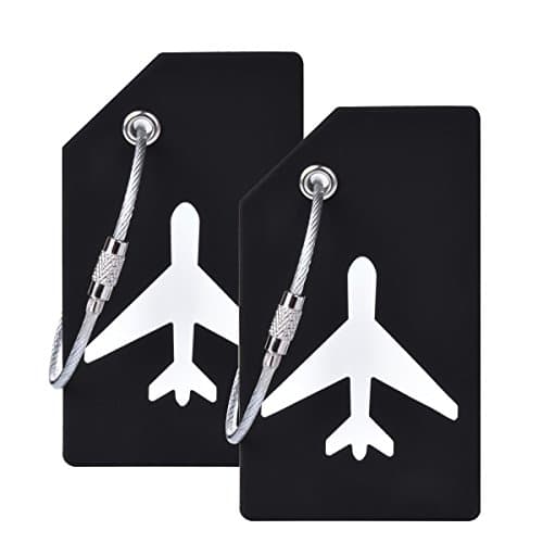 2PCS Silicone Luggage Tag with Name ID Card to Quickly Spot Suitcase Black
