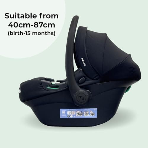 My Babiie MBCS02 SE i-Size Baby Car Seat - 40-87cm (Birth to 15 Months Approx.), R129, Group 0+, Lightweight Infant Carrier, Large Canopy, Newborn Insert, Adjustable Headrest - Black SE — view 2