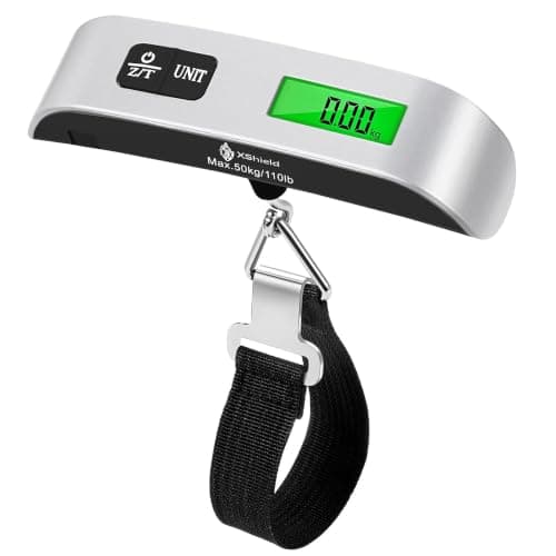 Digital Luggage Scale 110 lb / 50 kg, Portable Electronic Baggage Scale with LCD Backlight, Overweight Alert, Tare & Hold Function, Travel Suitcase Scale