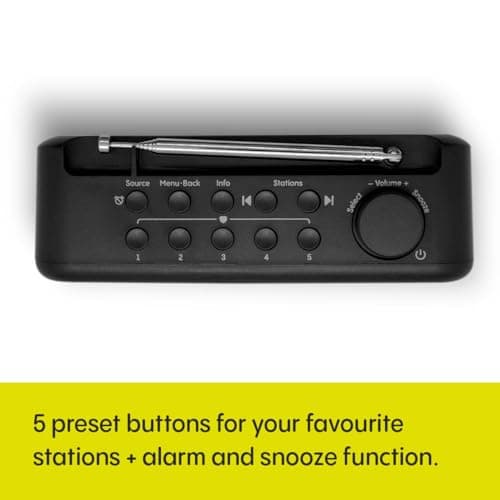 Pure Elan One2 portable DAB+/FM radio with Bluetooth 5.1 (LCD display, 10 preset buttons, can run with 4xAA batteries) Charcoal Black — view 5