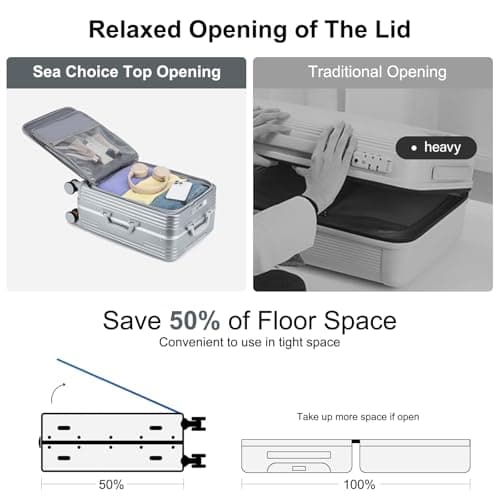 Sea choice Front Opening Luggage Suitcase Laptop Compartment PC Hard Shell Suitcase Top Opening Luggage Suitcase with USB Port Cupholder TSA Lock 4 Wheels — view 3