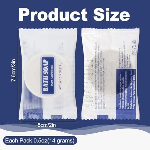 HQSLsund 14.2g Large Travel Size Soap Individually Wrapped Small Face & Body Cleanser Round Soaps Toiletries Amenities for Hotel Guests Shelter — view 2