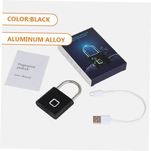 WOONEKY Outdoor Fingerprint Padlock with Aluminum Alloy Body, Smart Electronic Locker Lock for Iron Doors and Storage Cabinets, Waterproof and Rustproof for Secure Use in Working Places — view 6