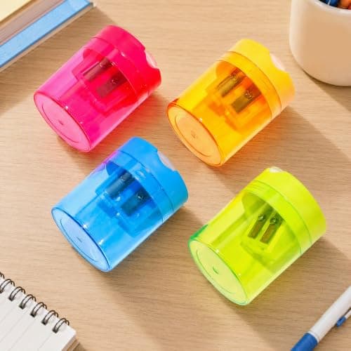 Lightweight Portable Pencil Sharpener 4 Pack with Lid Dual Hole — view 3
