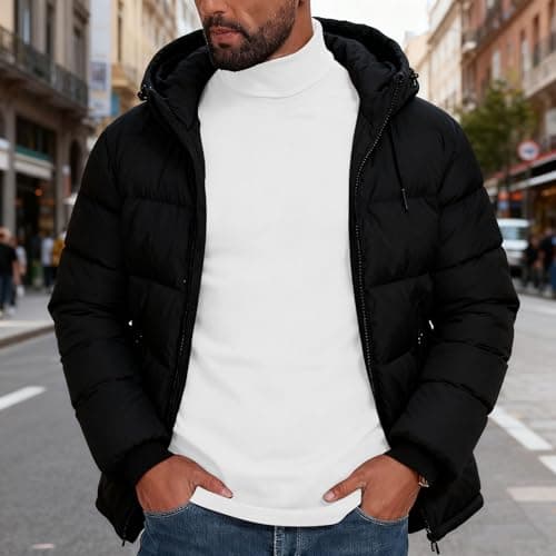 XMWSPO Men's Turtleneck Base Layer Top,Long Sleeve Slim Fit Shirt,Winter — view 5