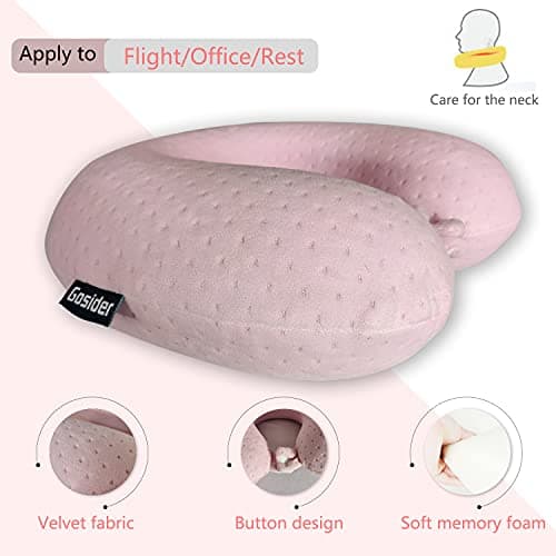 Gosider Neck Pillow for Travel Memory Foam Neck Pillows, Pink — view 2