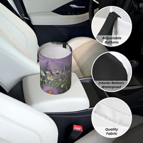 MDATT Lavender And Daisies Car Trash Can Leak-Proof Organizer For Long Road Trips And Family Vacations — view 6