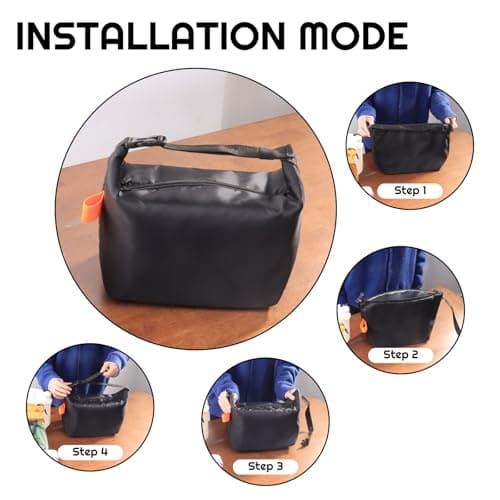 SUOXU Insulated Lunch Bag Leak Proof Thermal Lunch Tote for Adults Kids - Large Capacity Water Resistant Cooler Bag for Work, School, Picnic & Travel (Black) — view 2