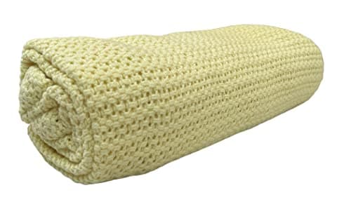 DUDU N GIRLIE Baby Blanket - Twin Pack - 100% Pure Natural Cotton - Extra Soft Cellular Baby Blankets - Pram/Travel/Moses Basket 70x90cm- Yellow. — view 3