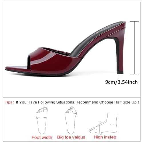 Susanny Women's Sandals Heels Mule High Heels Pointed Open Toe Sandals Sexy Slip on Heeled Summer Casual Wedding Prom Party Comfortable Dressy Shoes, Burgundy, 5 UK — view 4