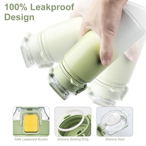 HUAXITRA Insulated Water Bottle Stainless Steel Sports Water Bottles with Straw, Double Wall Leakproof Thermal Flask with Handle for Cold and Hot Drink, Travel, Sports, Gym (Green, 800 ml) — view 6