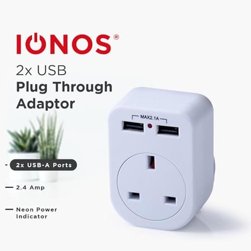 Status IONOS Twin USB Plug Through Adaptor | 2 USB Ports | Compact Design | Plug-Through Socket | Safe & Reliable | Ideal for Home & Travel | ION2USBPTAW1PK10 — view 6