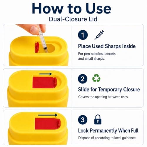 4 Pack Travel Sharps Bin Small - Portable Sharps Box for Needles, 0.2L Each — view 3