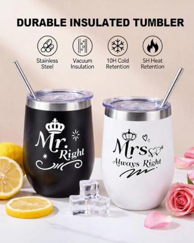 RYLIFEOGI Wedding Gifts Mr Right and Mrs Always Right Mugs — view 2