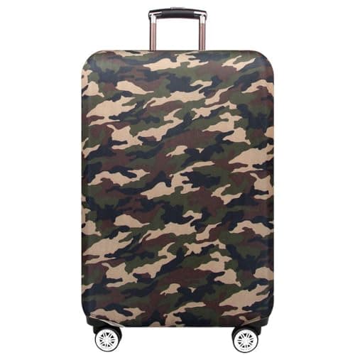 Printed Design Travel Trolley Case Cover Protector Washable Suitcase Cover Luggage Storage Covers for 18-32 Inch Luggage Cover (camouflage, L for 26"-28" inches case)