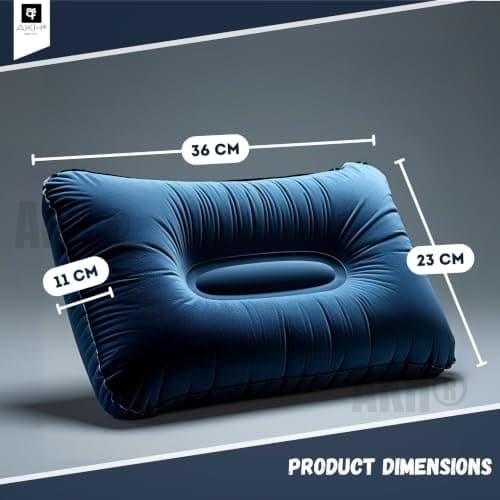 AKH® Inflatable Pillow 36 × 23 cm | Compact Portable Travel & Camping Air Cushion Neck Pillow | Lightweight Inflatable Headrest for Car, Flight & Outdoors — view 2