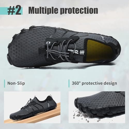 Barefoot Water Shoes Mens Womens Swim Beach Quick Dry Aqua Shoes Lightweight Comfortable for Unisex Diving Shoes Grey — view 3
