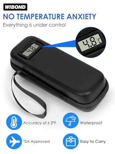 WIBOND Insulin Cooler Travel Case, with Digital Temperature Display, TSA Approved Medication Cooler for Diabetics with 2 Nylon Ice Packs (Black) — view 2