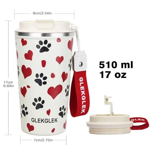 GLEKGLEK Travel Mug for Hot Drinks 500ml, Heart Print Thermal Coffee Cup — view 5