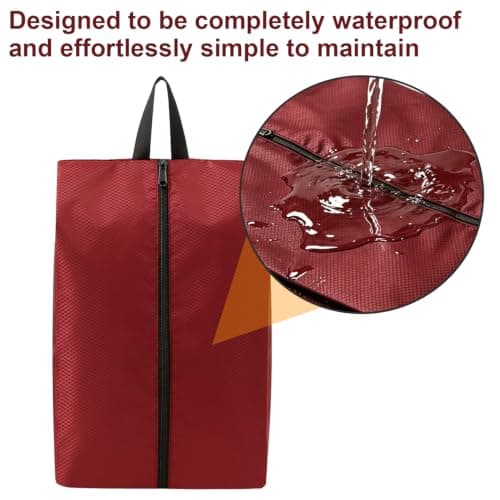 Waterproof Oxford Shoe Storage Bags, Dustproof Zippered Organiser Pouch for Trainers | Wine Red Gym & Travel Accessories — view 4