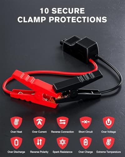 Povasee Jump Starter Power Pack, 6000A Car Battery Booster Jump Starter Power Bank (up to 10L Petrol/8L Diesel), 12V Jump Pack Car Starter with Jump Leads, Emergency LED and 2 USB Ports — view 4