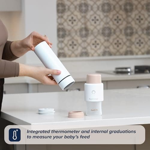 Nuby RapidCool Portable Baby Bottle Maker - Formula Feed in 2 Minutes | Ideal for Travel Bottles and Night Feeds | Includes Milk Powder Dispenser and Digital Lid | No Filter Needed (White) — view 6
